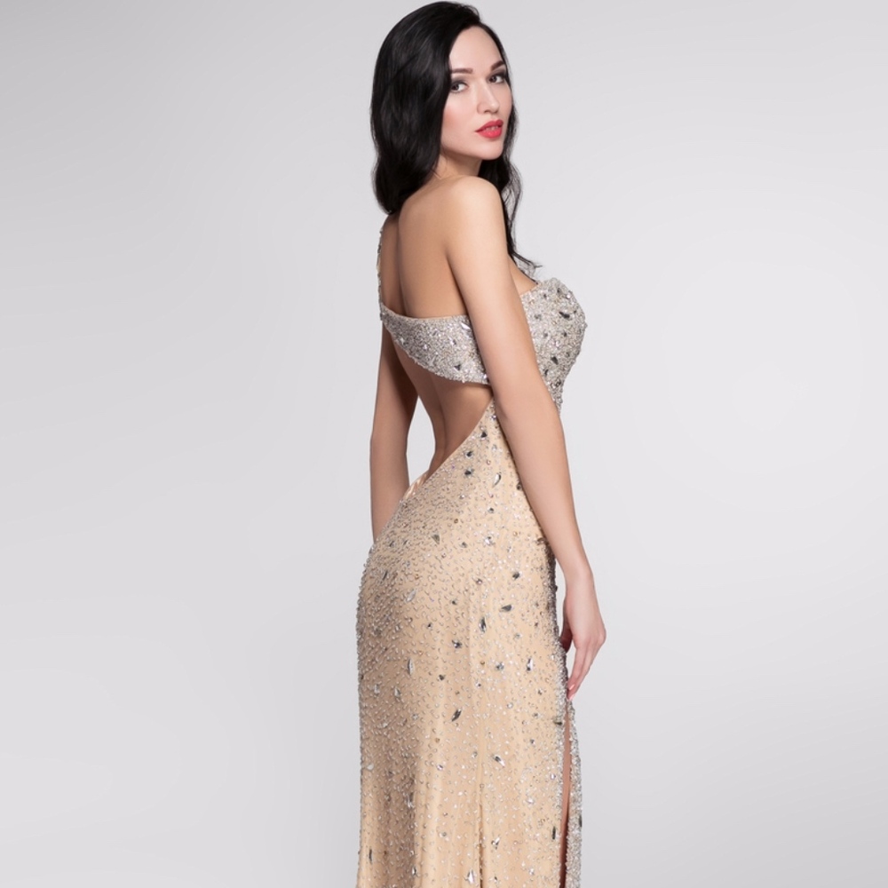 Terani evening dress, beige, size 8